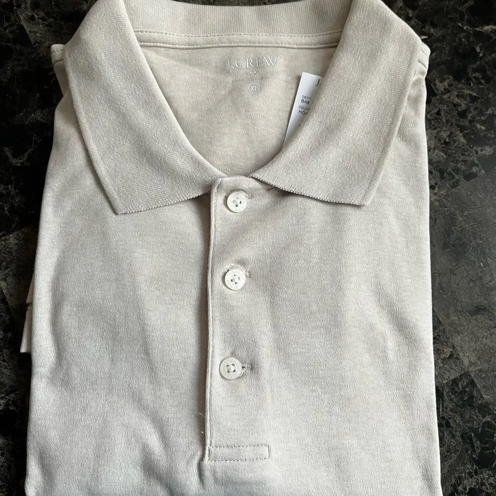 J Crew Men's Soft Touch Polo Shirt Cotton Classic Beige